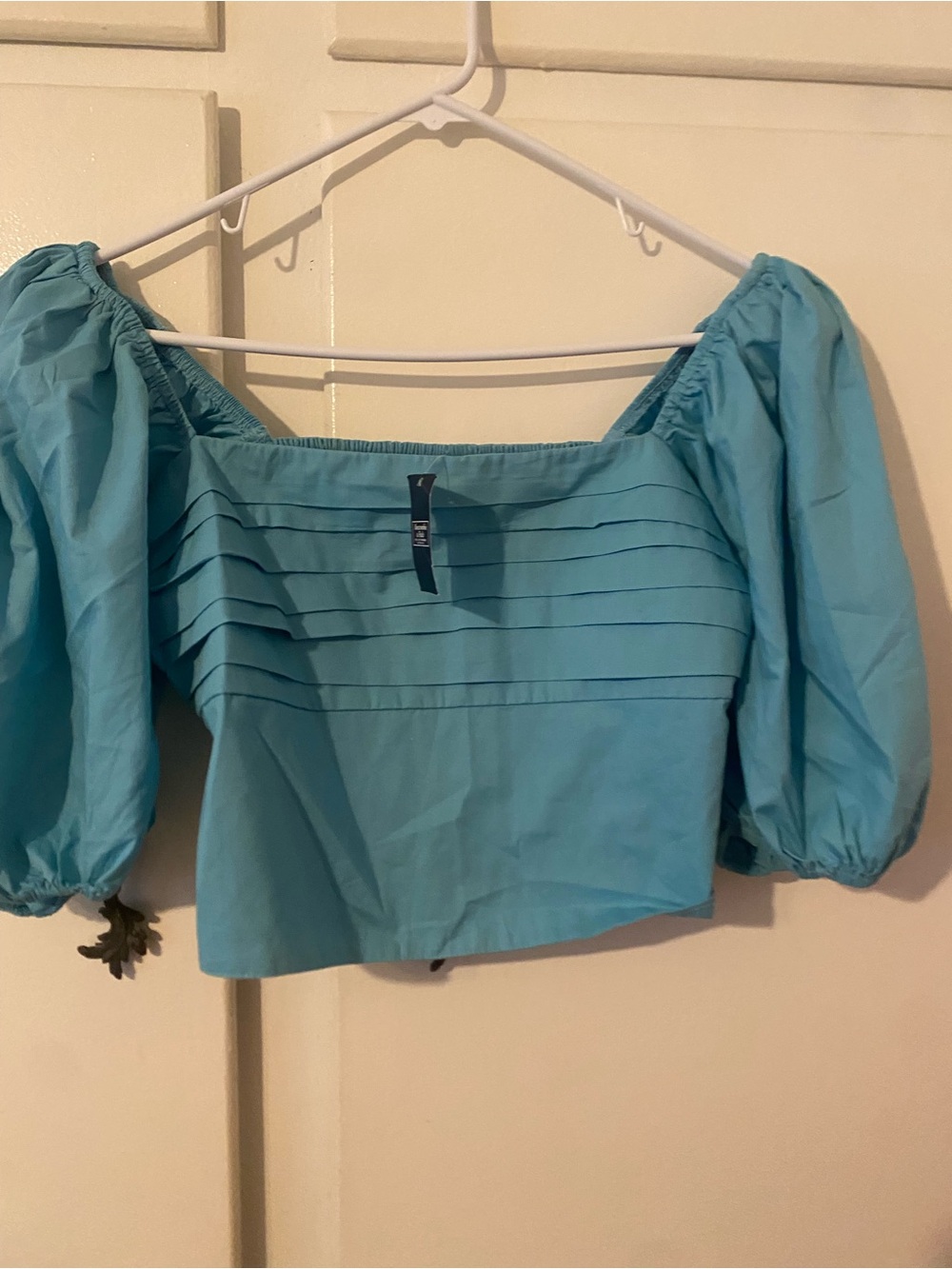 Abercrombie & Fitch Turquoise Off-Shoulder Puff Sleeve Top